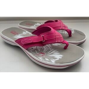 Clarks‎ Collection Breeze Sea Pink Floral Adjustable Thong Sandals US 8 NWT